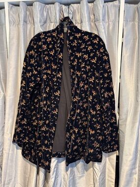 The Kooples black velvet floral jacket with gold & burgundy embroidery One size